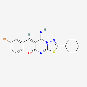 molecular formula C18H17BrN4OS B5373404 6-(3-bromobenzylidene)-2-cyclohexyl-5-imino-5,6-dihydro-7H-[1,3,4]thiadiazolo[3,2-a]pyrimidin-7-one 