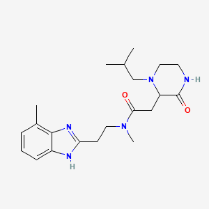 molecular formula C21H31N5O2 B5373412 2-(1-isobutyl-3-oxo-2-piperazinyl)-N-methyl-N-[2-(4-methyl-1H-benzimidazol-2-yl)ethyl]acetamide 