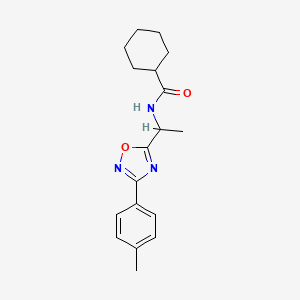 molecular formula C18H23N3O2 B5373464 N-{1-[3-(4-methylphenyl)-1,2,4-oxadiazol-5-yl]ethyl}cyclohexanecarboxamide 