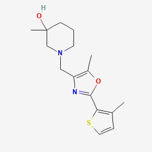 molecular formula C16H22N2O2S B5373492 3-methyl-1-{[5-methyl-2-(3-methyl-2-thienyl)-1,3-oxazol-4-yl]methyl}piperidin-3-ol 