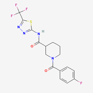 molecular formula C16H14F4N4O2S B5373520 1-(4-fluorobenzoyl)-N-[5-(trifluoromethyl)-1,3,4-thiadiazol-2-yl]-3-piperidinecarboxamide 