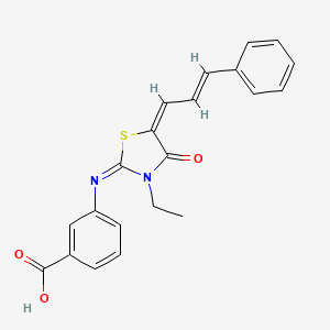 3-{[3-ethyl-4-oxo-5-(3-phenyl-2-propen-1-ylidene)-1,3-thiazolidin-2-ylidene]amino}benzoic acid