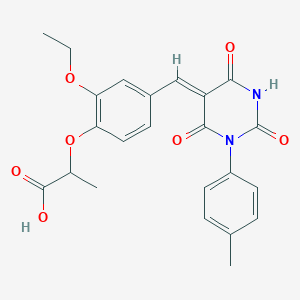 2-(2-ethoxy-4-{[1-(4-methylphenyl)-2,4,6-trioxotetrahydro-5(2H)-pyrimidinylidene]methyl}phenoxy)propanoic acid