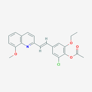 molecular formula C22H20ClNO4 B5373634 2-chloro-6-ethoxy-4-[2-(8-methoxy-2-quinolinyl)vinyl]phenyl acetate 