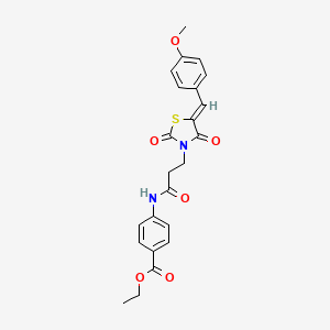 molecular formula C23H22N2O6S B5373676 ethyl 4-({3-[5-(4-methoxybenzylidene)-2,4-dioxo-1,3-thiazolidin-3-yl]propanoyl}amino)benzoate 