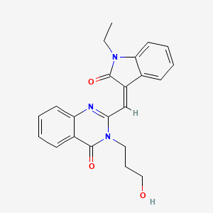 2-[(1-ethyl-2-oxo-1,2-dihydro-3H-indol-3-ylidene)methyl]-3-(3-hydroxypropyl)-4(3H)-quinazolinone