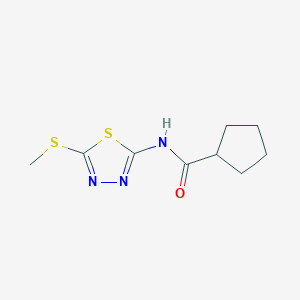 molecular formula C9H13N3OS2 B5373769 N-[5-(methylthio)-1,3,4-thiadiazol-2-yl]cyclopentanecarboxamide 