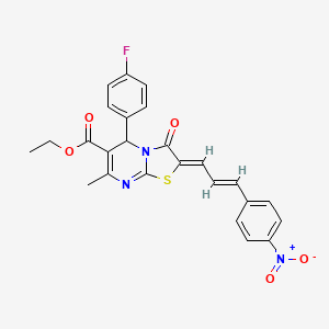 molecular formula C25H20FN3O5S B5373797 ethyl 5-(4-fluorophenyl)-7-methyl-2-[3-(4-nitrophenyl)-2-propen-1-ylidene]-3-oxo-2,3-dihydro-5H-[1,3]thiazolo[3,2-a]pyrimidine-6-carboxylate 