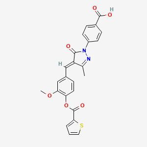 molecular formula C24H18N2O6S B5373817 4-(4-{3-methoxy-4-[(2-thienylcarbonyl)oxy]benzylidene}-3-methyl-5-oxo-4,5-dihydro-1H-pyrazol-1-yl)benzoic acid 