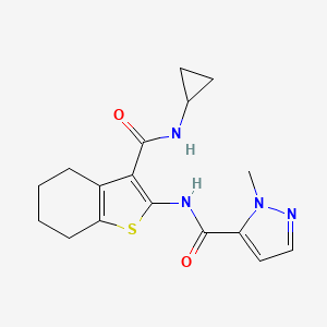 molecular formula C17H20N4O2S B5373872 N-{3-[(cyclopropylamino)carbonyl]-4,5,6,7-tetrahydro-1-benzothien-2-yl}-1-methyl-1H-pyrazole-5-carboxamide 