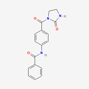 molecular formula C17H15N3O3 B5373877 N-{4-[(2-oxo-1-imidazolidinyl)carbonyl]phenyl}benzamide 