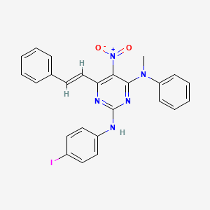 molecular formula C25H20IN5O2 B5373955 N~2~-(4-iodophenyl)-N~4~-methyl-5-nitro-N~4~-phenyl-6-(2-phenylvinyl)-2,4-pyrimidinediamine 