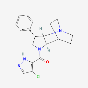 molecular formula C19H21ClN4O B5373963 (2R*,3S*,6R*)-5-[(4-chloro-1H-pyrazol-3-yl)carbonyl]-3-phenyl-1,5-diazatricyclo[5.2.2.0~2,6~]undecane 