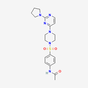 molecular formula C20H26N6O3S B5373978 N-[4-({4-[2-(1-pyrrolidinyl)-4-pyrimidinyl]-1-piperazinyl}sulfonyl)phenyl]acetamide 