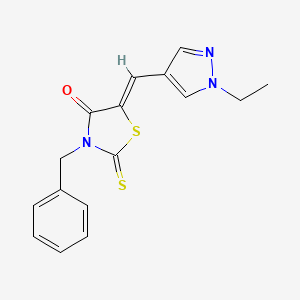 molecular formula C16H15N3OS2 B5374006 3-benzyl-5-[(1-ethyl-1H-pyrazol-4-yl)methylene]-2-thioxo-1,3-thiazolidin-4-one 