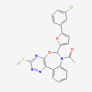 molecular formula C23H17ClN4O3S B5374040 7-acetyl-6-[5-(3-chlorophenyl)-2-furyl]-3-(methylthio)-6,7-dihydro[1,2,4]triazino[5,6-d][3,1]benzoxazepine 