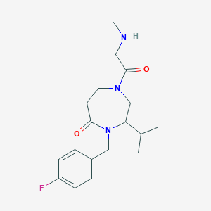 molecular formula C18H26FN3O2 B5374060 4-(4-fluorobenzyl)-3-isopropyl-1-(N-methylglycyl)-1,4-diazepan-5-one 