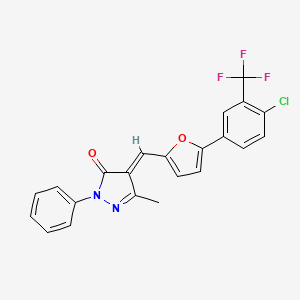 molecular formula C22H14ClF3N2O2 B5374079 4-({5-[4-chloro-3-(trifluoromethyl)phenyl]-2-furyl}methylene)-5-methyl-2-phenyl-2,4-dihydro-3H-pyrazol-3-one 