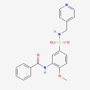 molecular formula C20H19N3O4S B5374095 N-(2-methoxy-5-{[(4-pyridinylmethyl)amino]sulfonyl}phenyl)benzamide 