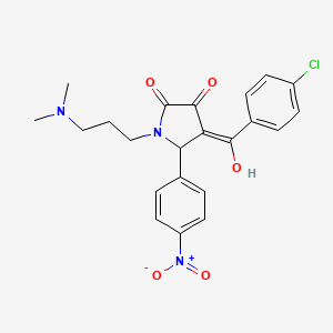 molecular formula C22H22ClN3O5 B5374098 4-(4-chlorobenzoyl)-1-[3-(dimethylamino)propyl]-3-hydroxy-5-(4-nitrophenyl)-1,5-dihydro-2H-pyrrol-2-one 