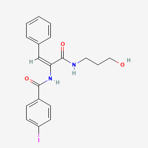 molecular formula C19H19IN2O3 B5374128 N-(1-{[(3-hydroxypropyl)amino]carbonyl}-2-phenylvinyl)-4-iodobenzamide 