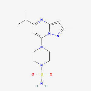 molecular formula C14H22N6O2S B5374210 4-(5-isopropyl-2-methylpyrazolo[1,5-a]pyrimidin-7-yl)-1-piperazinesulfonamide 