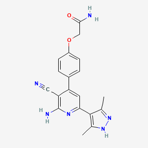 2-{4-[2-amino-3-cyano-6-(3,5-dimethyl-1H-pyrazol-4-yl)pyridin-4-yl]phenoxy}acetamide