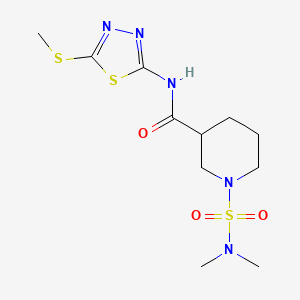 molecular formula C11H19N5O3S3 B5374244 1-[(dimethylamino)sulfonyl]-N-[5-(methylthio)-1,3,4-thiadiazol-2-yl]-3-piperidinecarboxamide 