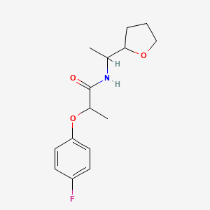 molecular formula C15H20FNO3 B5374276 2-(4-fluorophenoxy)-N-[1-(tetrahydro-2-furanyl)ethyl]propanamide 