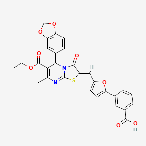 molecular formula C29H22N2O8S B5374290 3-(5-{[5-(1,3-benzodioxol-5-yl)-6-(ethoxycarbonyl)-7-methyl-3-oxo-5H-[1,3]thiazolo[3,2-a]pyrimidin-2(3H)-ylidene]methyl}-2-furyl)benzoic acid 