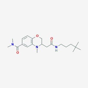 molecular formula C21H33N3O3 B5374298 3-{2-[(4,4-dimethylpentyl)amino]-2-oxoethyl}-N,N,4-trimethyl-3,4-dihydro-2H-1,4-benzoxazine-6-carboxamide 