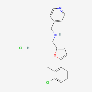 molecular formula C18H18Cl2N2O B5374316 {[5-(3-chloro-2-methylphenyl)-2-furyl]methyl}(4-pyridinylmethyl)amine hydrochloride 