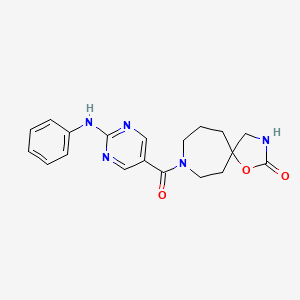 molecular formula C19H21N5O3 B5374376 8-[(2-anilino-5-pyrimidinyl)carbonyl]-1-oxa-3,8-diazaspiro[4.6]undecan-2-one 