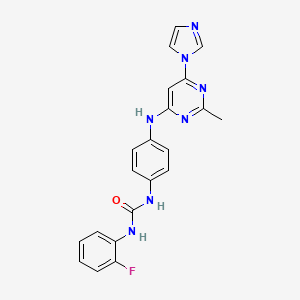 molecular formula C21H18FN7O B5374420 N-(2-fluorophenyl)-N'-(4-{[6-(1H-imidazol-1-yl)-2-methyl-4-pyrimidinyl]amino}phenyl)urea 