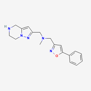 molecular formula C18H21N5O B5374425 N-methyl-1-(5-phenyl-3-isoxazolyl)-N-(4,5,6,7-tetrahydropyrazolo[1,5-a]pyrazin-2-ylmethyl)methanamine dihydrochloride 