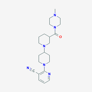 molecular formula C22H32N6O B5374448 2-{3-[(4-methylpiperazin-1-yl)carbonyl]-1,4'-bipiperidin-1'-yl}nicotinonitrile 