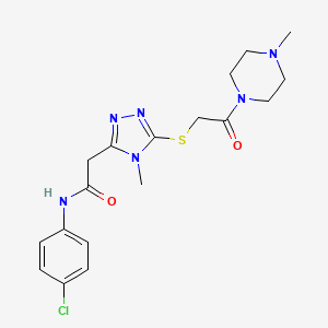 molecular formula C18H23ClN6O2S B5374474 N-(4-chlorophenyl)-2-(4-methyl-5-{[2-(4-methyl-1-piperazinyl)-2-oxoethyl]thio}-4H-1,2,4-triazol-3-yl)acetamide 