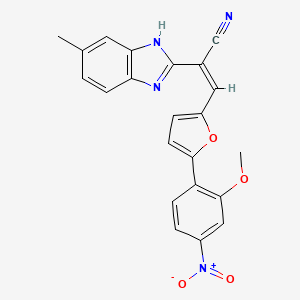 molecular formula C22H16N4O4 B5374481 3-[5-(2-methoxy-4-nitrophenyl)-2-furyl]-2-(5-methyl-1H-benzimidazol-2-yl)acrylonitrile 