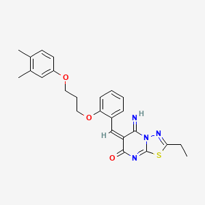 6-{2-[3-(3,4-dimethylphenoxy)propoxy]benzylidene}-2-ethyl-5-imino-5,6-dihydro-7H-[1,3,4]thiadiazolo[3,2-a]pyrimidin-7-one