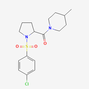 molecular formula C17H23ClN2O3S B5374529 1-{1-[(4-chlorophenyl)sulfonyl]prolyl}-4-methylpiperidine 