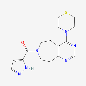 molecular formula C16H20N6OS B5374602 7-(1H-pyrazol-3-ylcarbonyl)-4-thiomorpholin-4-yl-6,7,8,9-tetrahydro-5H-pyrimido[4,5-d]azepine 