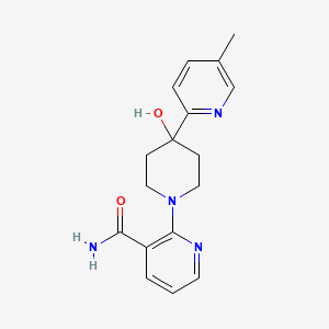 molecular formula C17H20N4O2 B5374603 2-[4-hydroxy-4-(5-methylpyridin-2-yl)piperidin-1-yl]nicotinamide 
