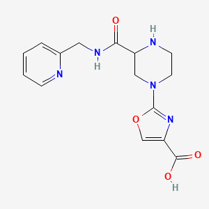 molecular formula C15H17N5O4 B5374650 2-(3-{[(2-pyridinylmethyl)amino]carbonyl}-1-piperazinyl)-1,3-oxazole-4-carboxylic acid 