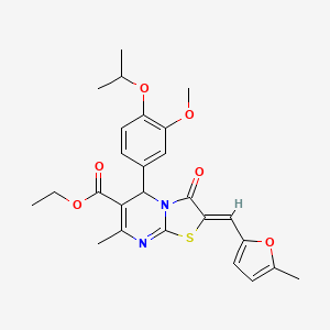 molecular formula C26H28N2O6S B5374768 ethyl 5-(4-isopropoxy-3-methoxyphenyl)-7-methyl-2-[(5-methyl-2-furyl)methylene]-3-oxo-2,3-dihydro-5H-[1,3]thiazolo[3,2-a]pyrimidine-6-carboxylate 