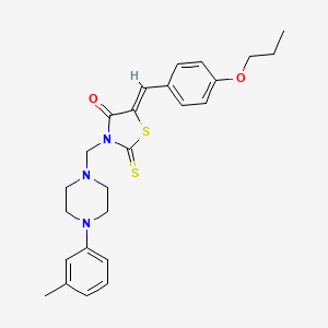 molecular formula C25H29N3O2S2 B5374785 3-{[4-(3-methylphenyl)-1-piperazinyl]methyl}-5-(4-propoxybenzylidene)-2-thioxo-1,3-thiazolidin-4-one 