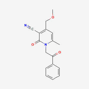 molecular formula C17H16N2O3 B5374800 4-(methoxymethyl)-6-methyl-2-oxo-1-(2-oxo-2-phenylethyl)-1,2-dihydropyridine-3-carbonitrile 