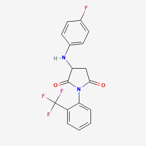 molecular formula C17H12F4N2O2 B5374812 3-[(4-fluorophenyl)amino]-1-[2-(trifluoromethyl)phenyl]-2,5-pyrrolidinedione CAS No. 5653-94-1