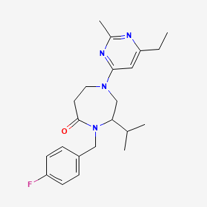 molecular formula C22H29FN4O B5374873 1-(6-ethyl-2-methyl-4-pyrimidinyl)-4-(4-fluorobenzyl)-3-isopropyl-1,4-diazepan-5-one 