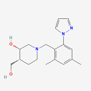 molecular formula C18H25N3O2 B5374877 (3S*,4R*)-1-[2,4-dimethyl-6-(1H-pyrazol-1-yl)benzyl]-4-(hydroxymethyl)-3-piperidinol 