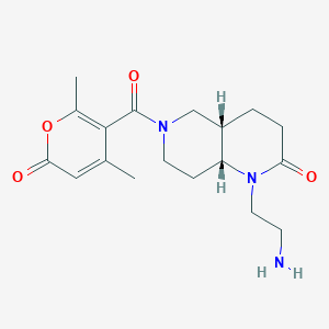 molecular formula C18H25N3O4 B5374903 rel-(4aS,8aR)-1-(2-aminoethyl)-6-[(4,6-dimethyl-2-oxo-2H-pyran-5-yl)carbonyl]octahydro-1,6-naphthyridin-2(1H)-one hydrochloride 